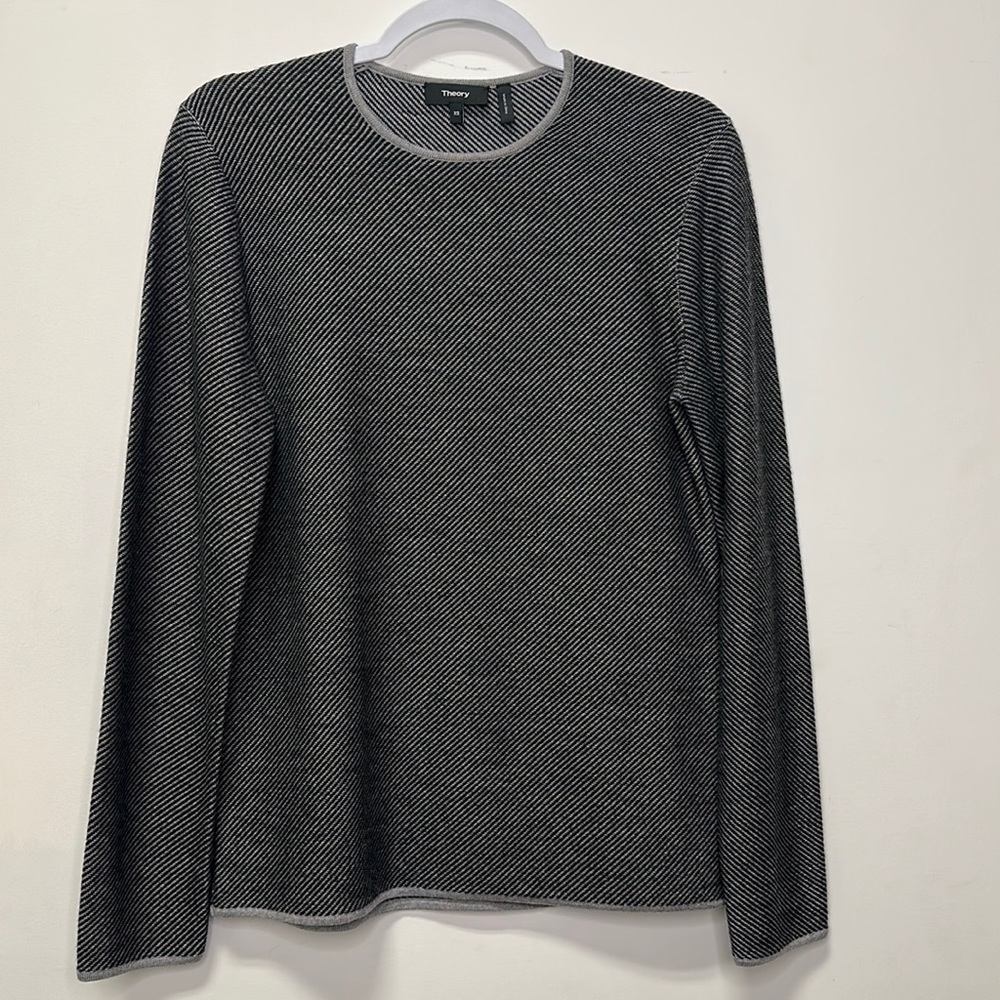 THEORY | 100% Merino Wool Striped Sweater
